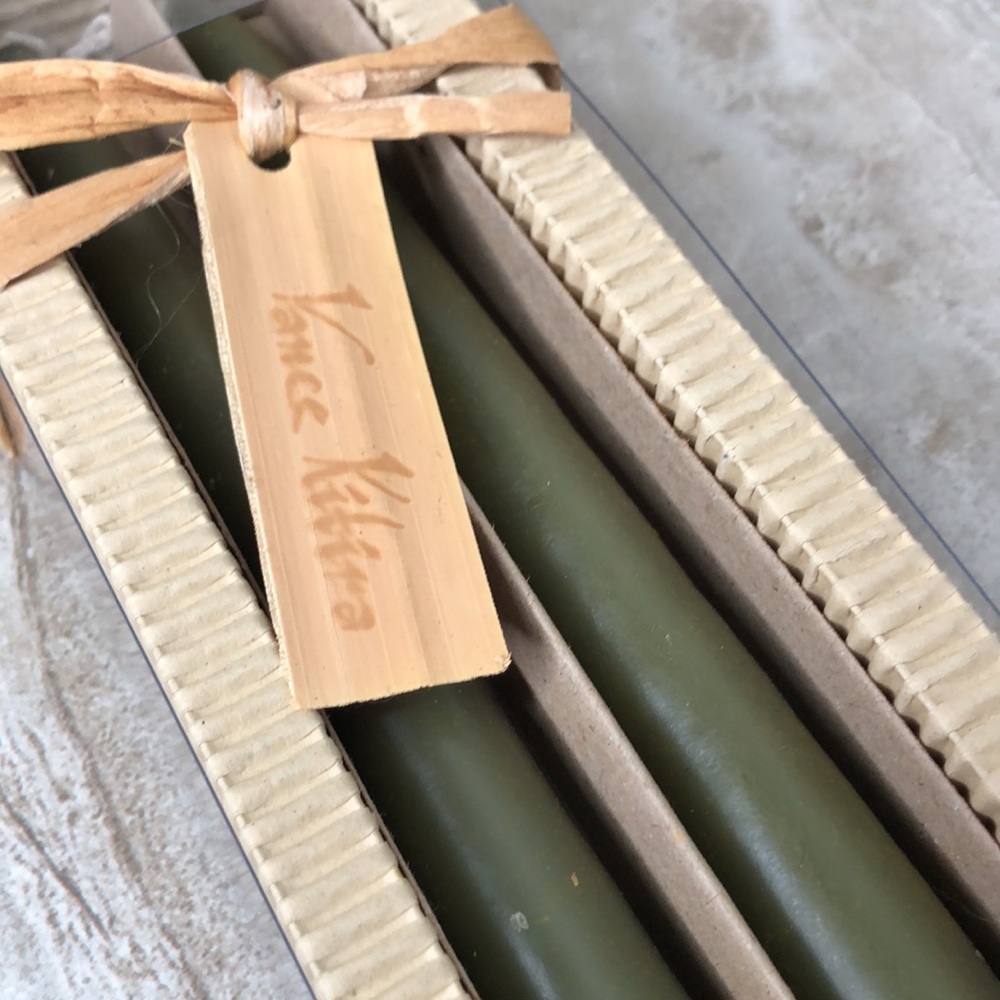 Vance Kitira 16” TIMBER TAPERS Moss Green Gift Box of 2 Candles‎